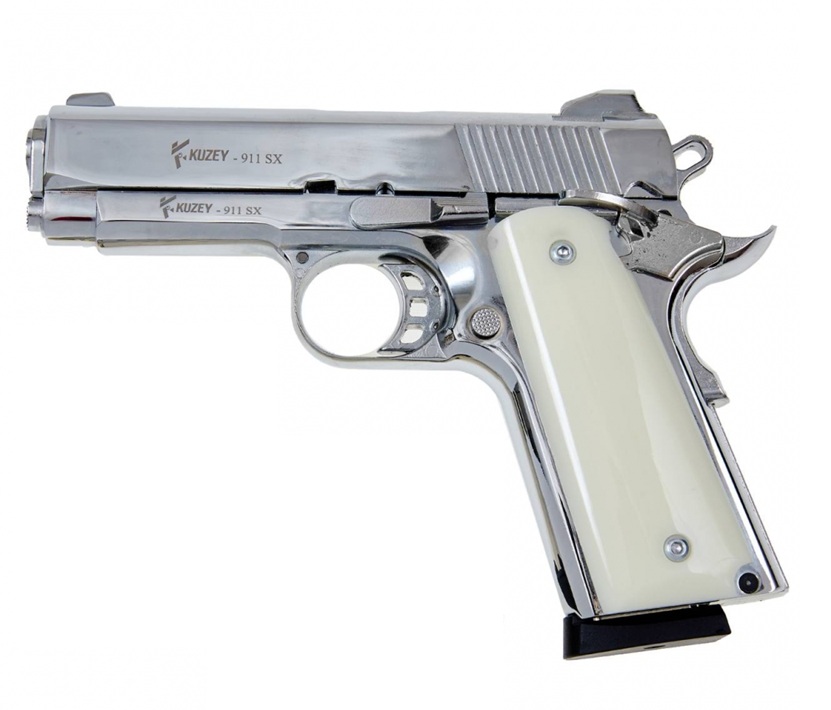 Kuzey 911SX króm/fehér markolat, „Escobar Edition” 9 mm PAK kaliberű fegyverek
